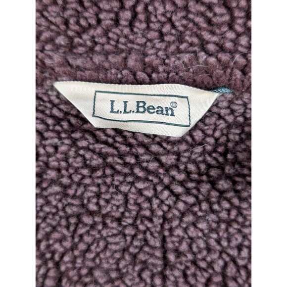 LL Bean Jacket Womens XL Petite Purple Button Sherpa Lined Chore Faux Suede Coat - Picture 3 of 4